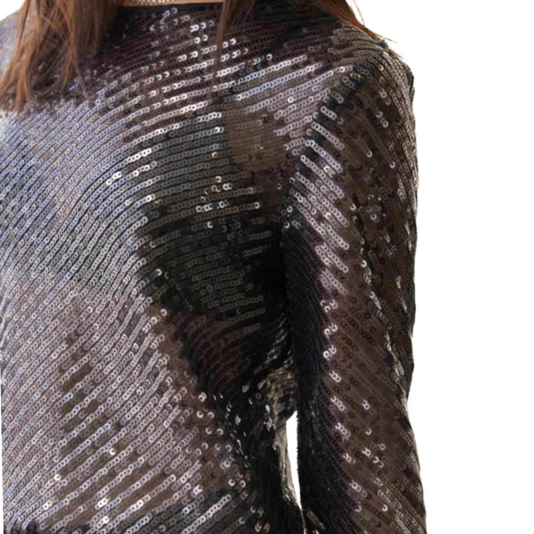 Apparel- Idem Ditto Dreamy Sequin Diagonal Print Sequin Top