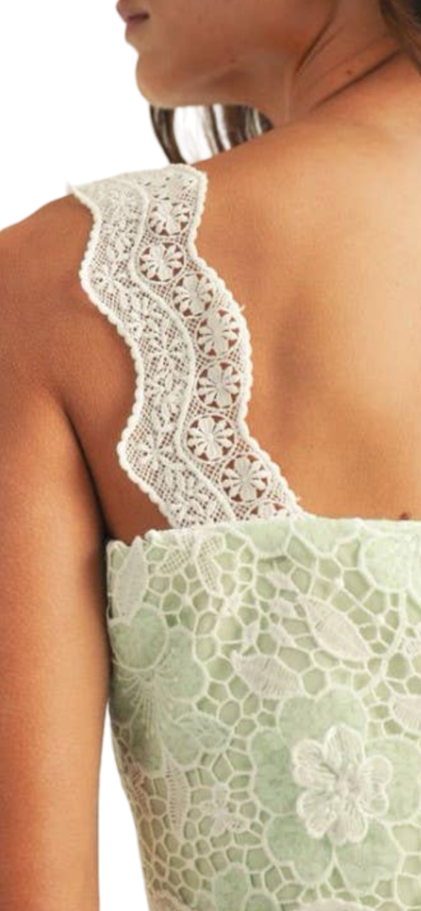 Apparel- Just Me Crochet Lace Ruffle Detail Sleeveless Midi Set