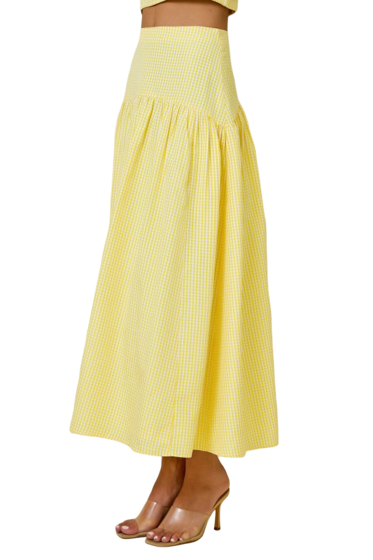Day+Moon Gingham Flared Maxi Skirt