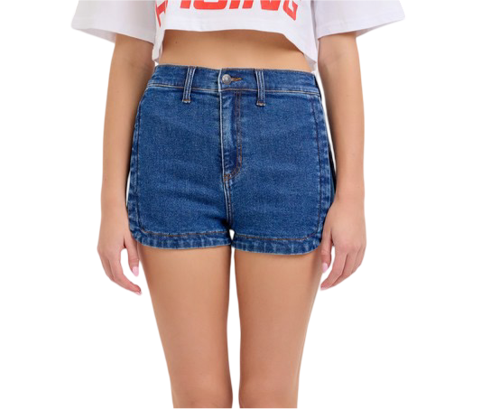 Apparel- Cello High Rise Denim Shorts with Dolphin Hem