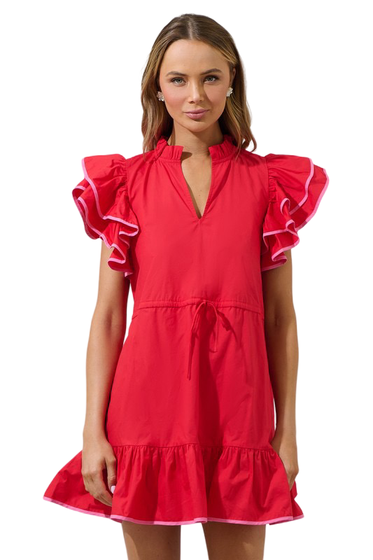 Apparel- Sugarlips  Alina Ruffle Shift Mini Dress