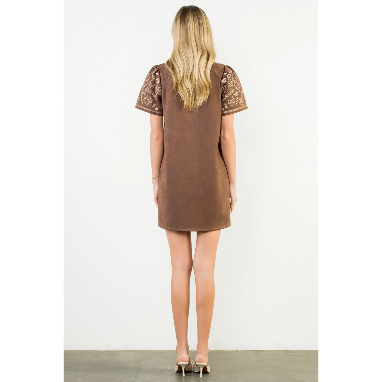 Apparel- THML Short Sleeve Embroidered Detail Dress