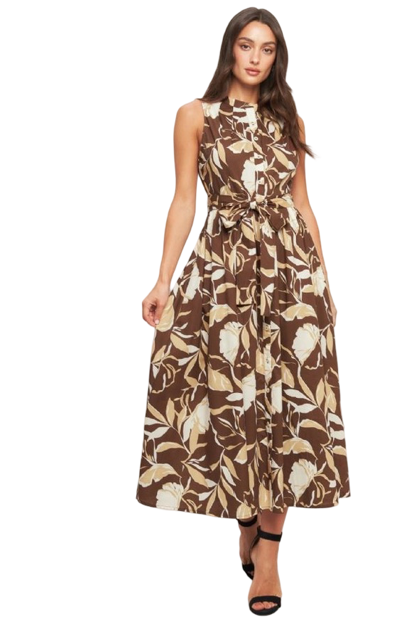 Apparel- Flying Tomato Floral Sleeveless Woven Dress