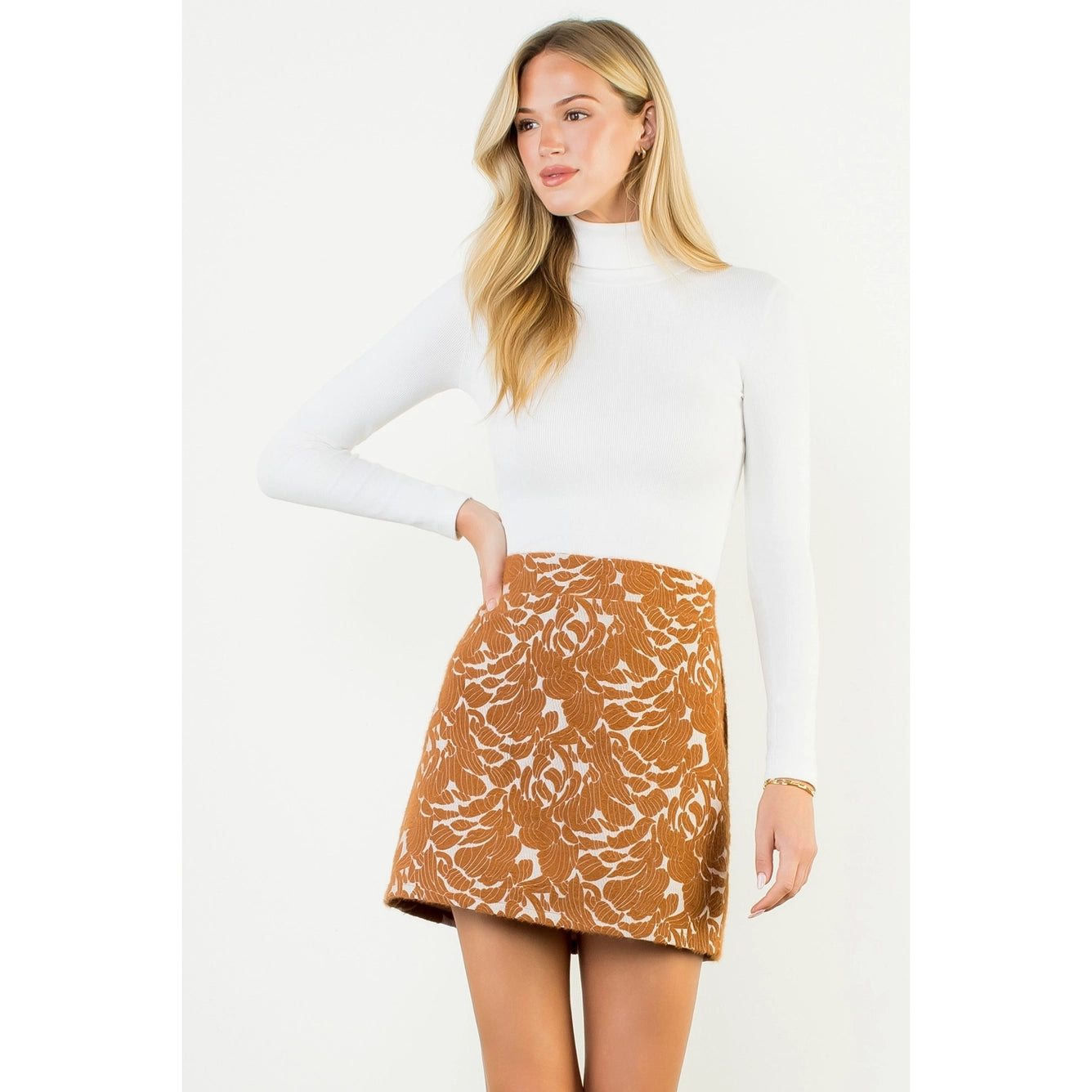 Apparel- THML Leaf Design Suede Mini Skirt