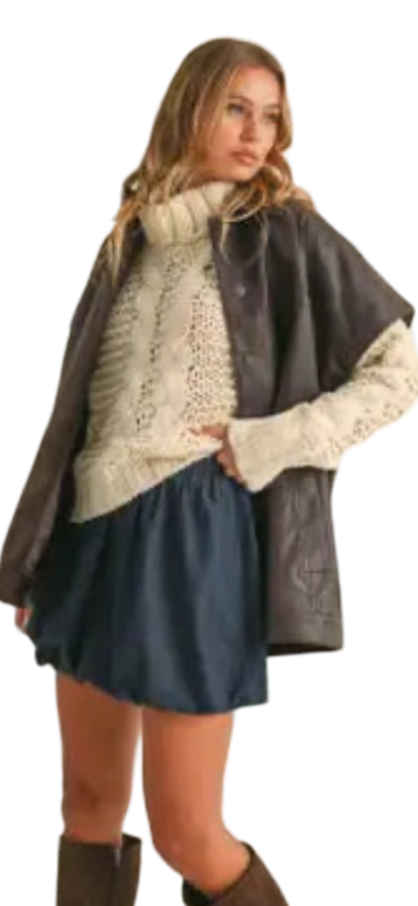 Apparel- Klesis Oversized Faux Leather Vest with Pockets
