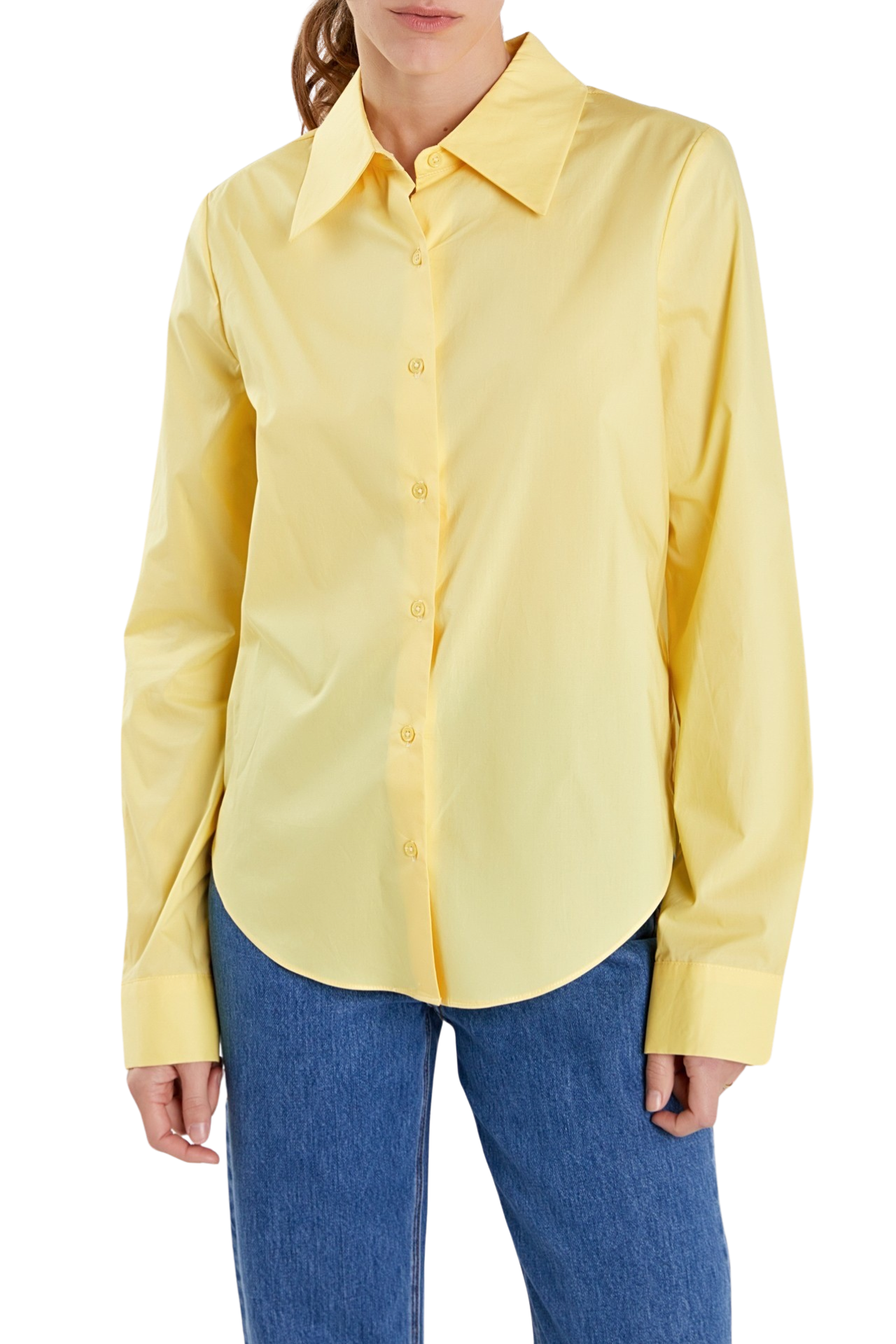 English Factory Accent Collar Poplin Blouse Top