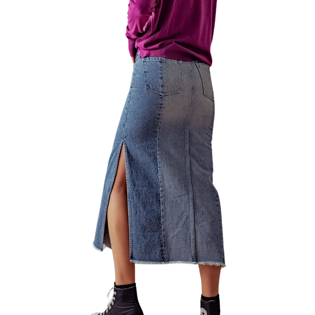 Apparel- Trend Notes Side Slit Denim Skirt