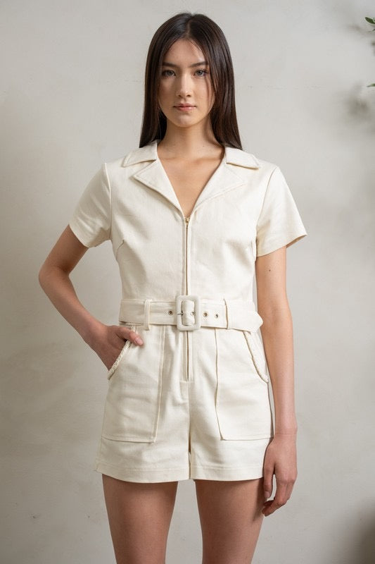 Apparel- HEYSON Belted Utility Denim Romper