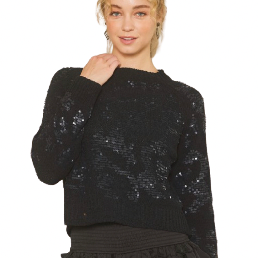 Apparel- Idem Ditto Cropped Sequin Sweater