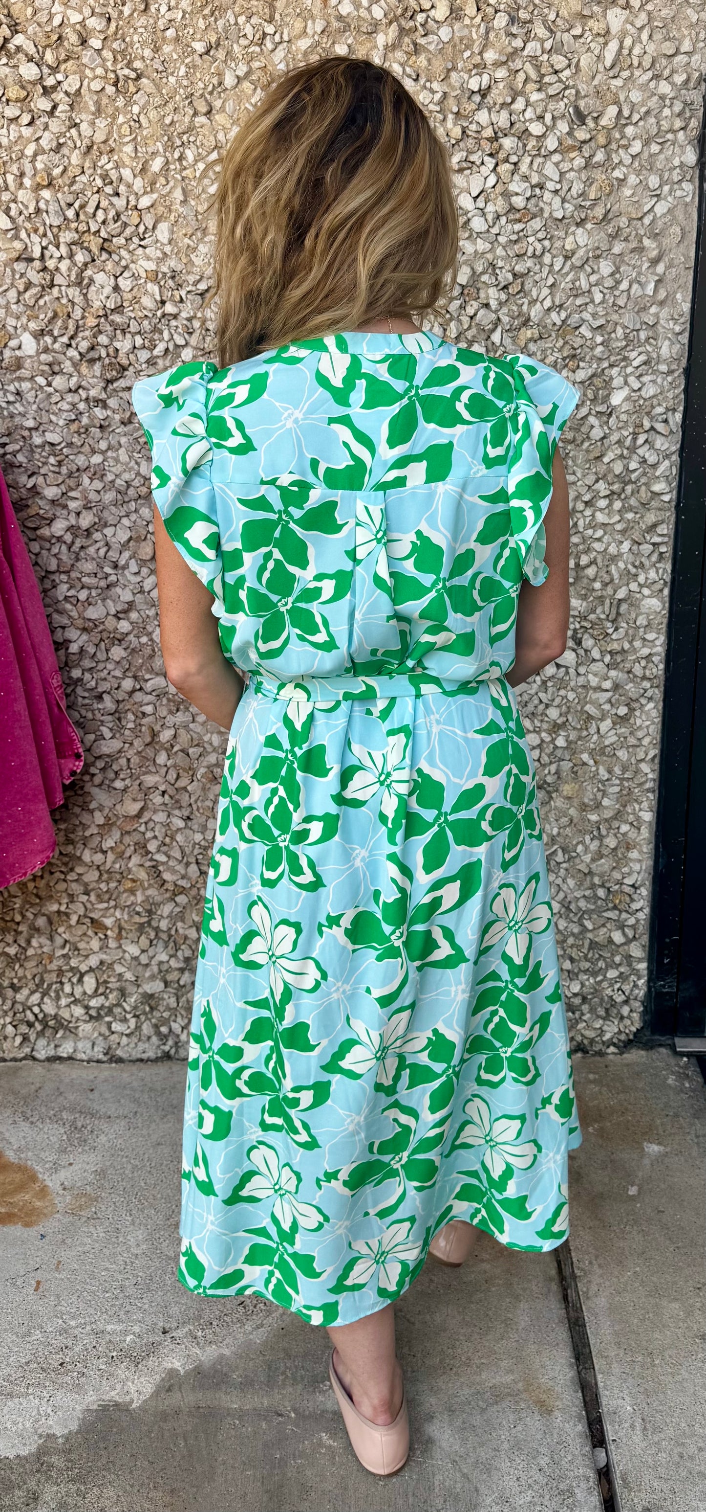 Apparel- Mary Square Jenn Tropical Bouquet Midi Dress