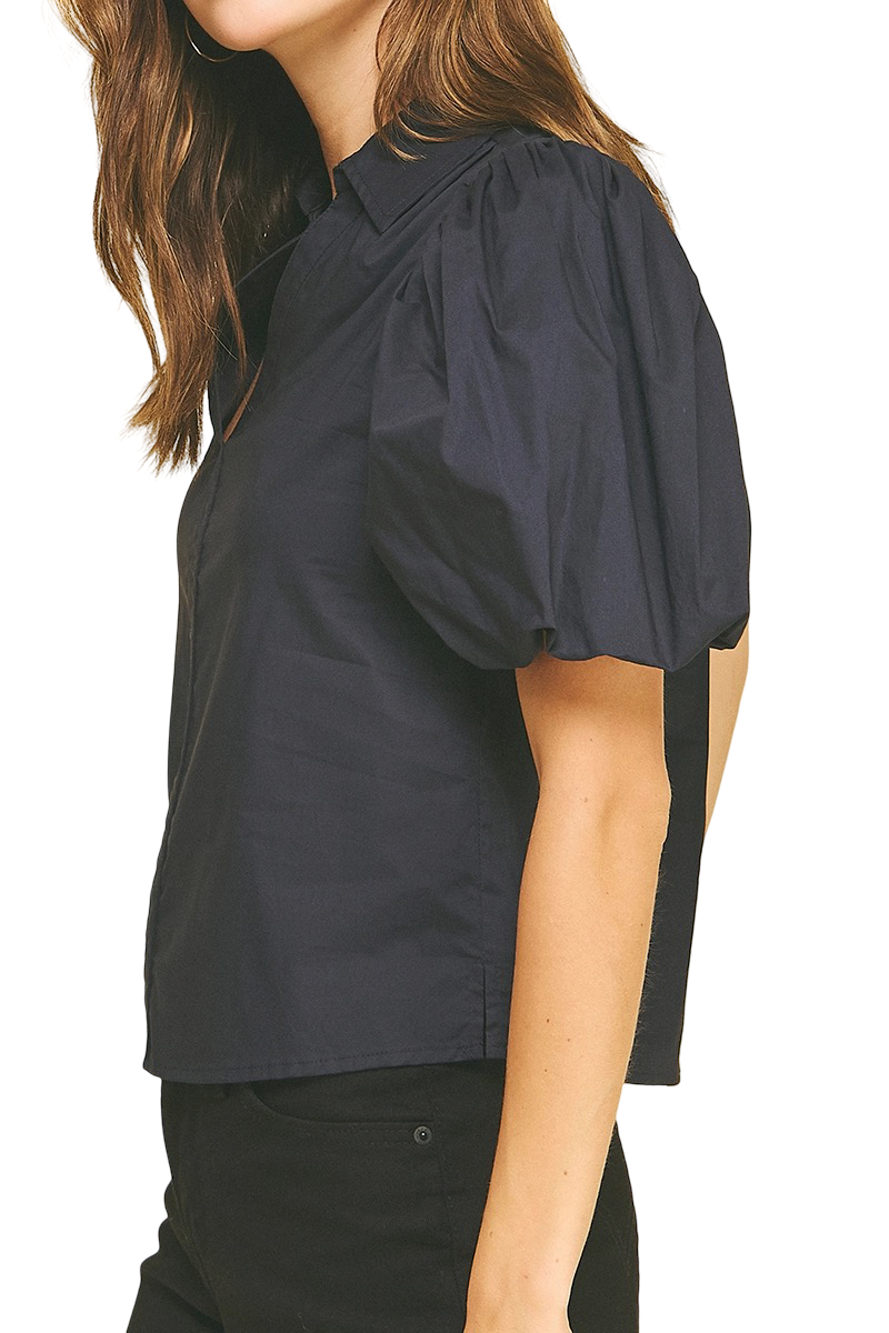 Apparel- Pinch Bubble Sleeve Short Sleeve Top