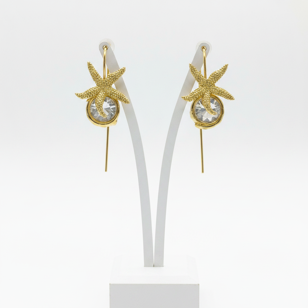 Earrings- Kalliope Starfish and Crystal Earring