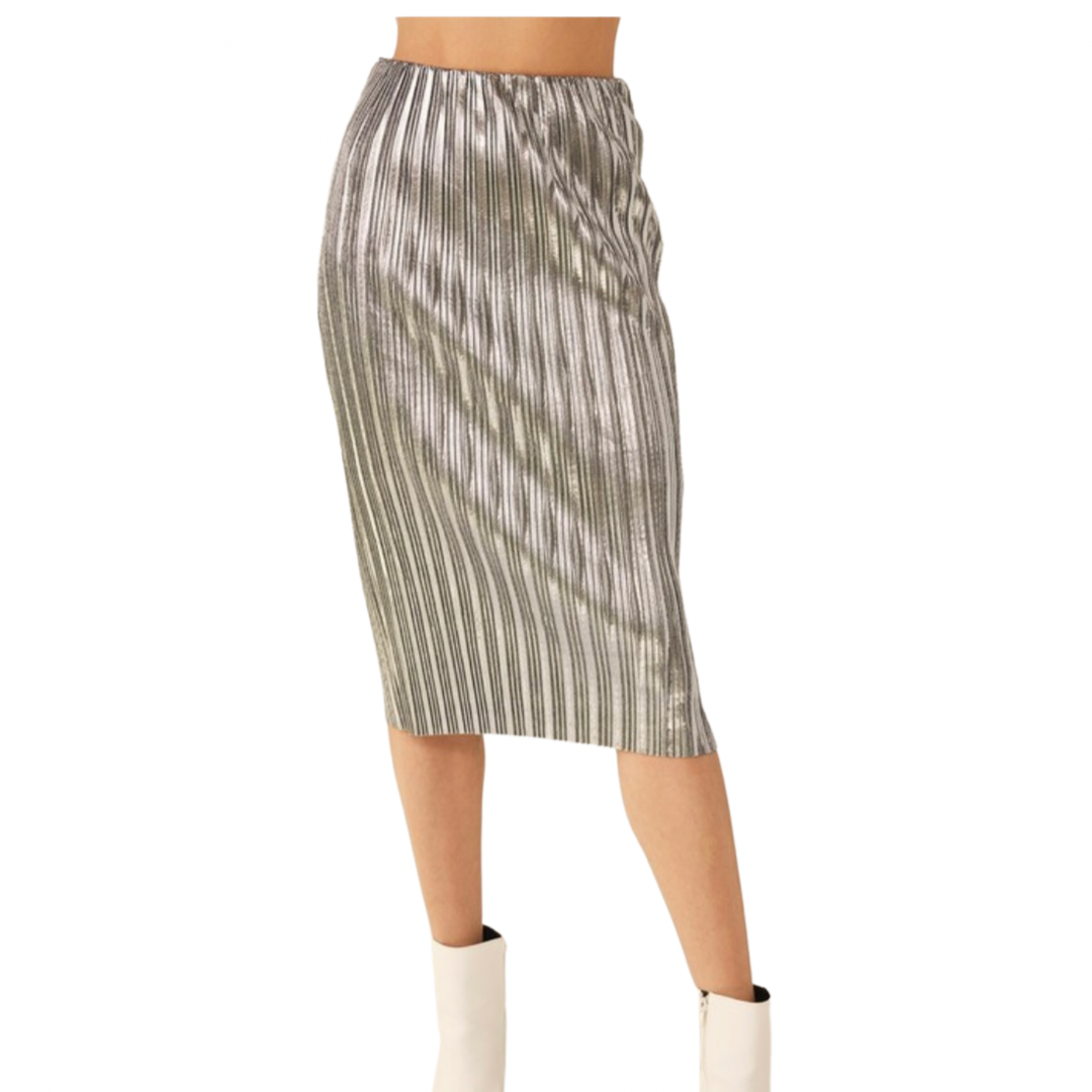 Apparel- Idem Ditto Pleated Shimmer Midi Skirt