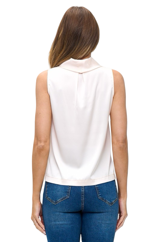 DNA Couture Satin Cowl Neck Sleeveless Top