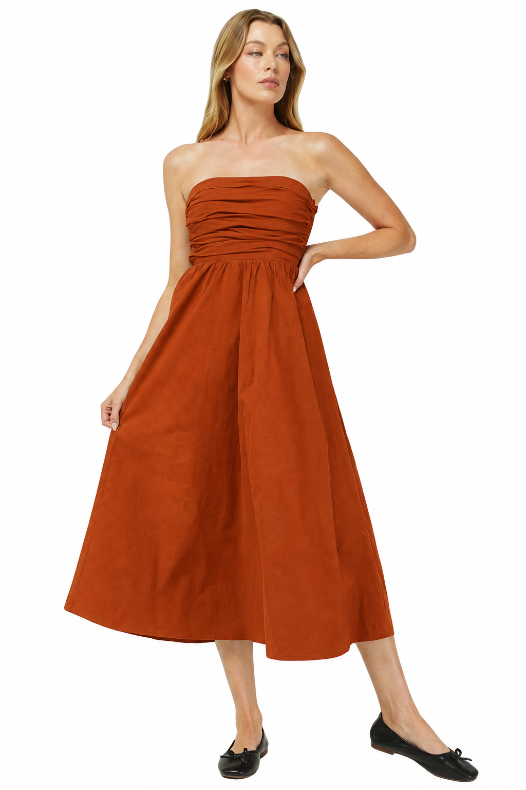 Needii Strapless Ruched Bodice Maxi Dress