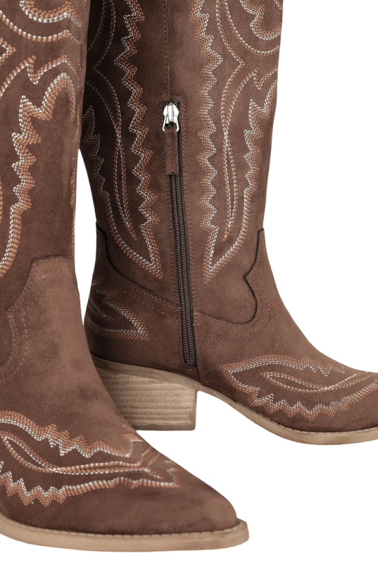 Boots- Mi.iM Tess-Samara Stitch Western Tall Suede Boots