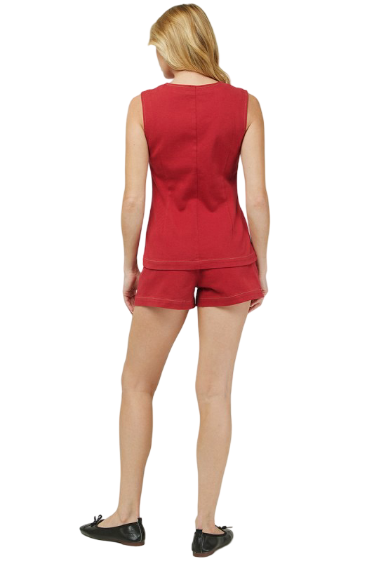 Needii Button Up Twill Vest Top