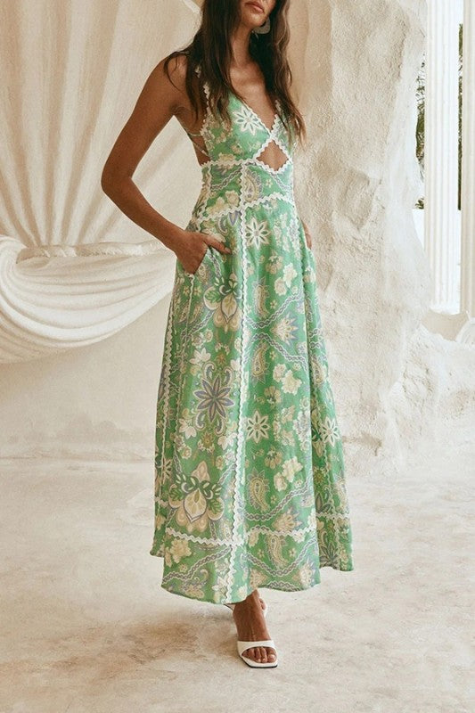 milla midi dress Sundayup Floral Sweetheart 6-7 Attribute:Bottle Green Lacing Collection Cut Loose Rayon Parachute