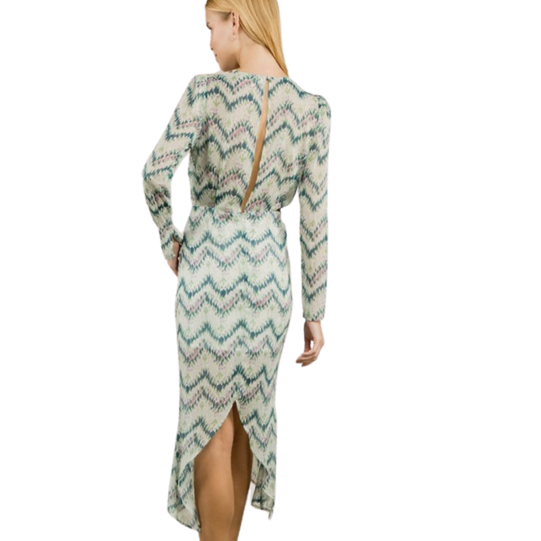 Apparel- Fanco Ruched V Neck Midi Dress