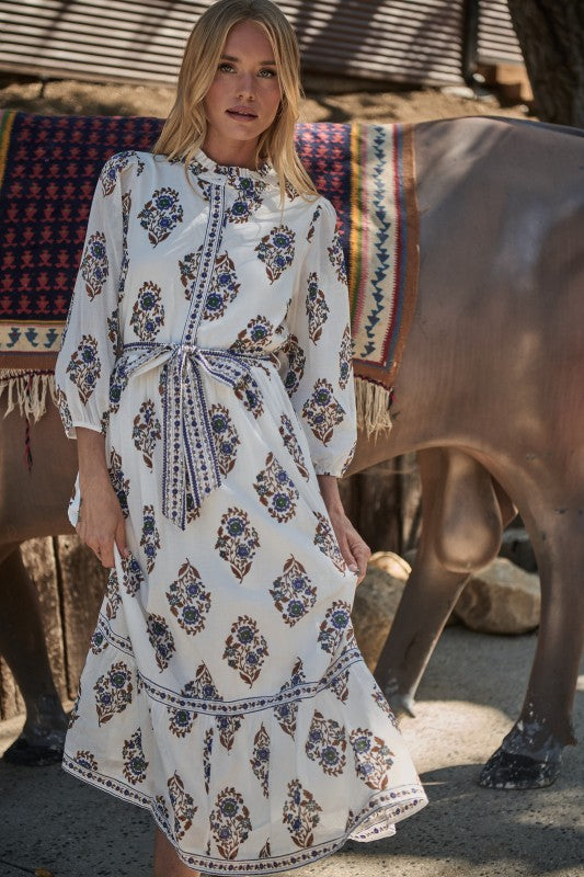 Sugarlips Rennie Floral Darny Long Sleeve Midi Dress