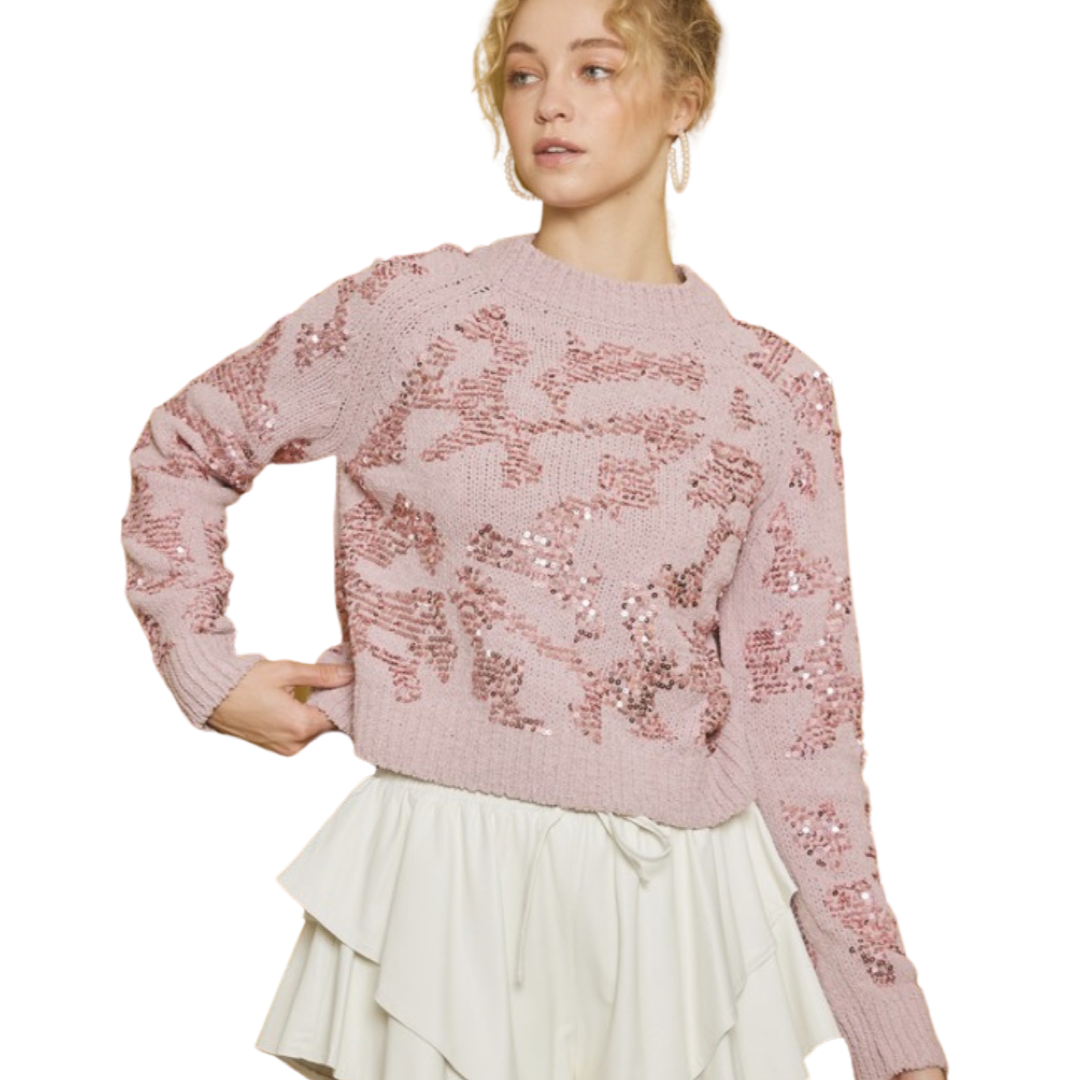 Apparel- Idem Ditto Cropped Sequin Sweater