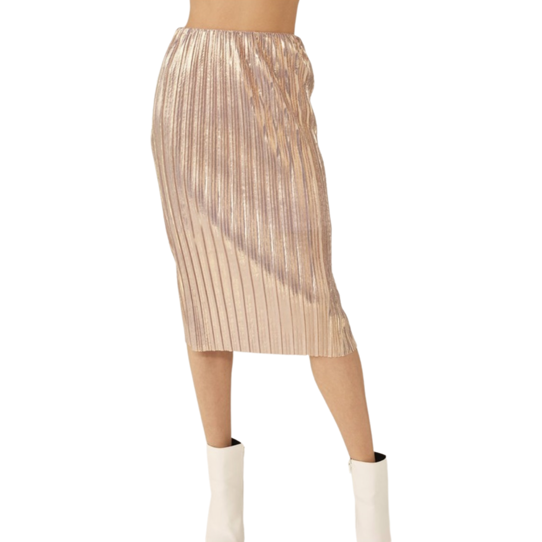 Apparel- Idem Ditto Pleated Shimmer Midi Skirt
