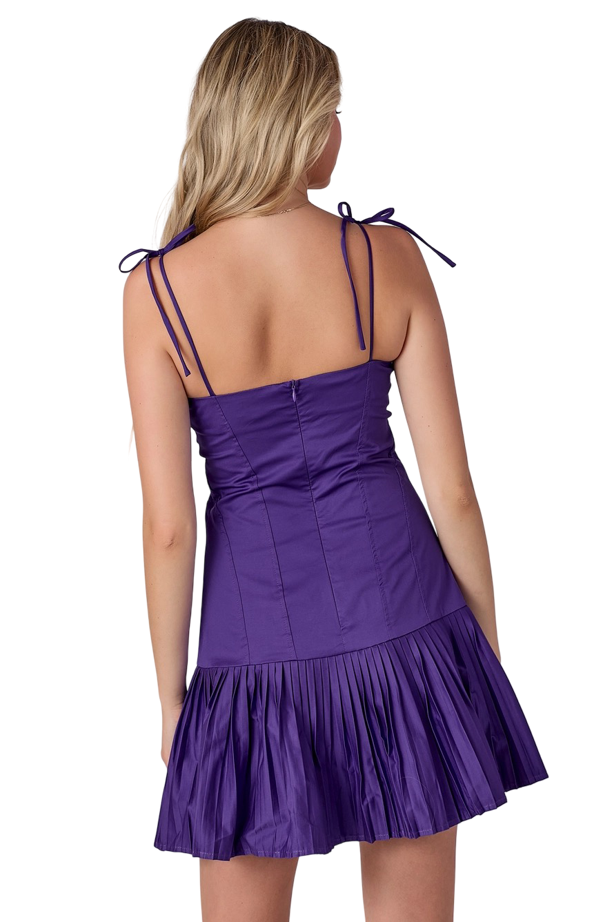 Apparel- Baby Pink Sweetheart Neck Pleats Mini Dress