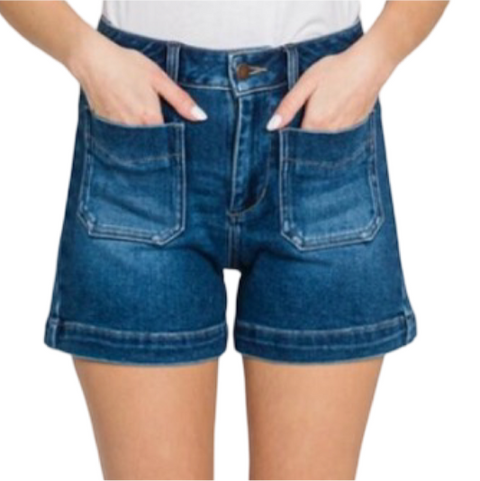 Apparel- Letter To Juliet Patch Pocket Denim Shorts