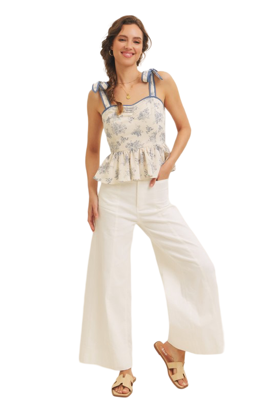 Apparel- In February Floral Print Cotton Peplum Top