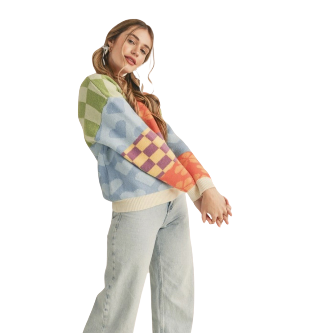 Apparel- En Merci Multi Pattern Patch Sweater