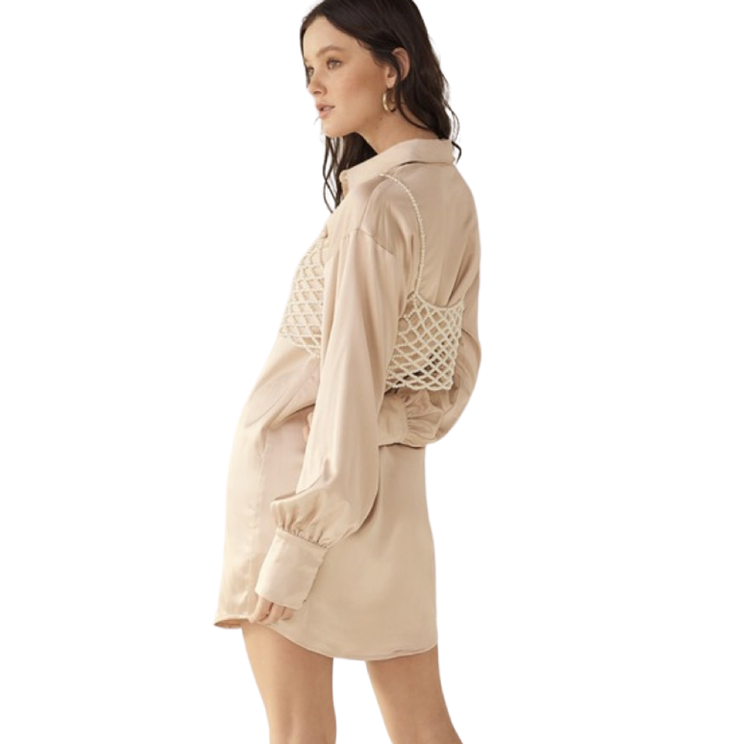 Apparel- Idem Ditto Satin Shirt Mini Dress