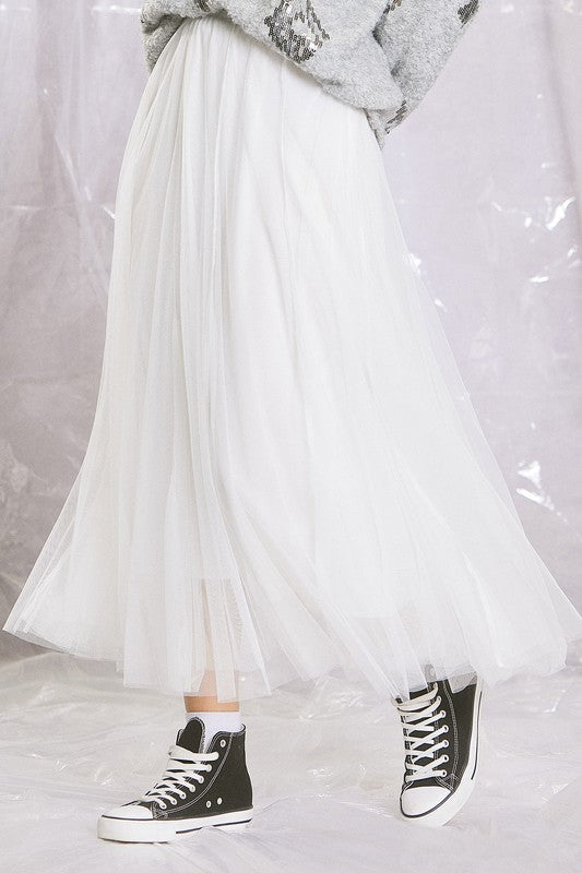 Apparel- Illa Illa Lace Mesh Layered Skirt