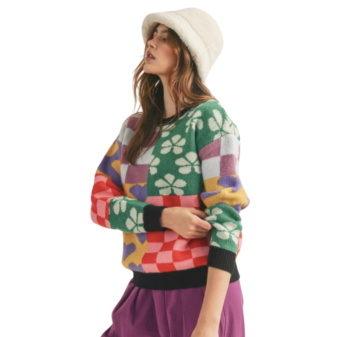 Apparel- En Merci Multi Pattern Patch Sweater