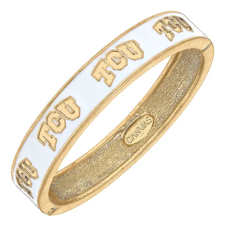 Bracelets- Canvas Game Day TCU Logo Enamel Hinge Bangle