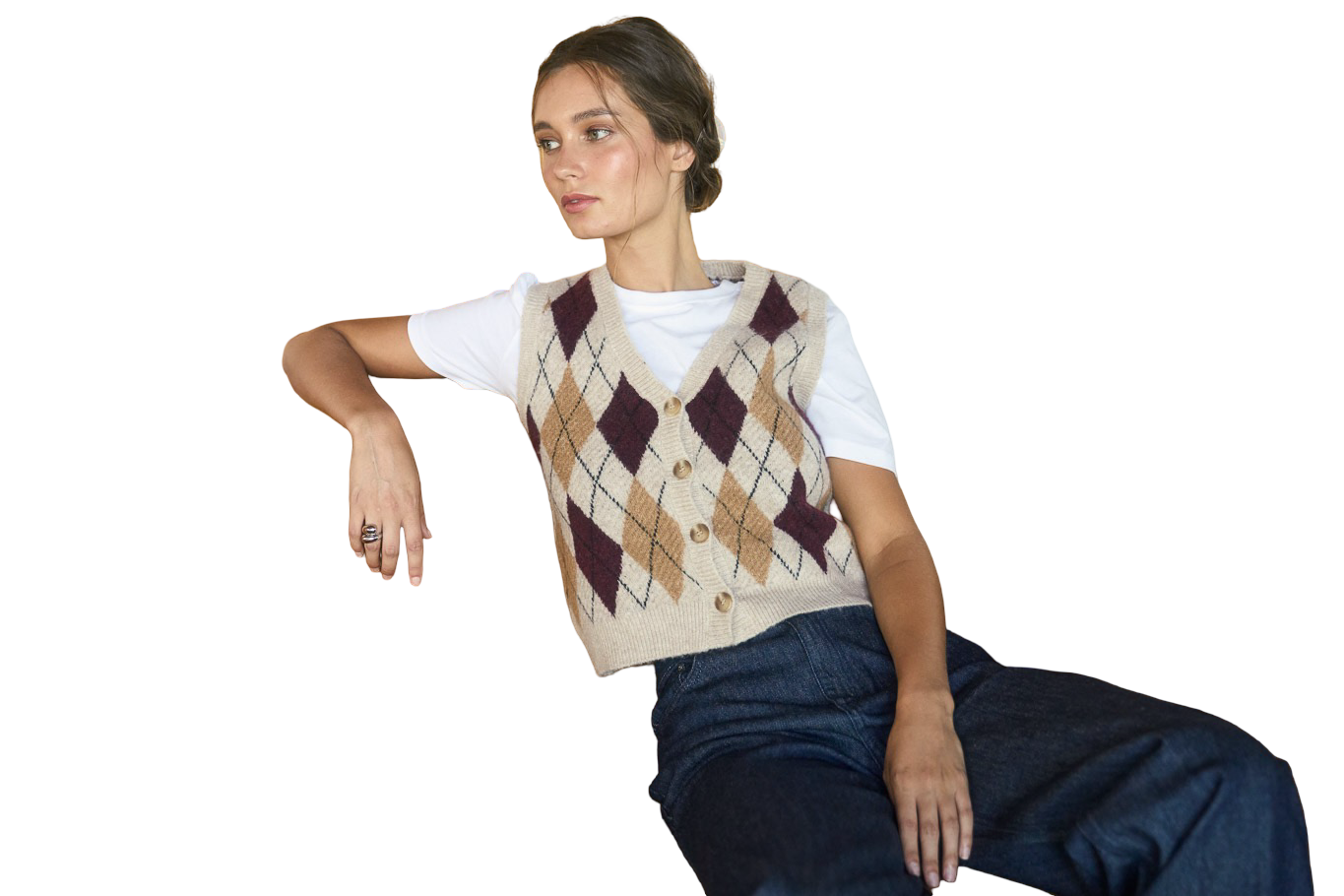 Apparel- The Workshop Argyle Sweater Vest Top