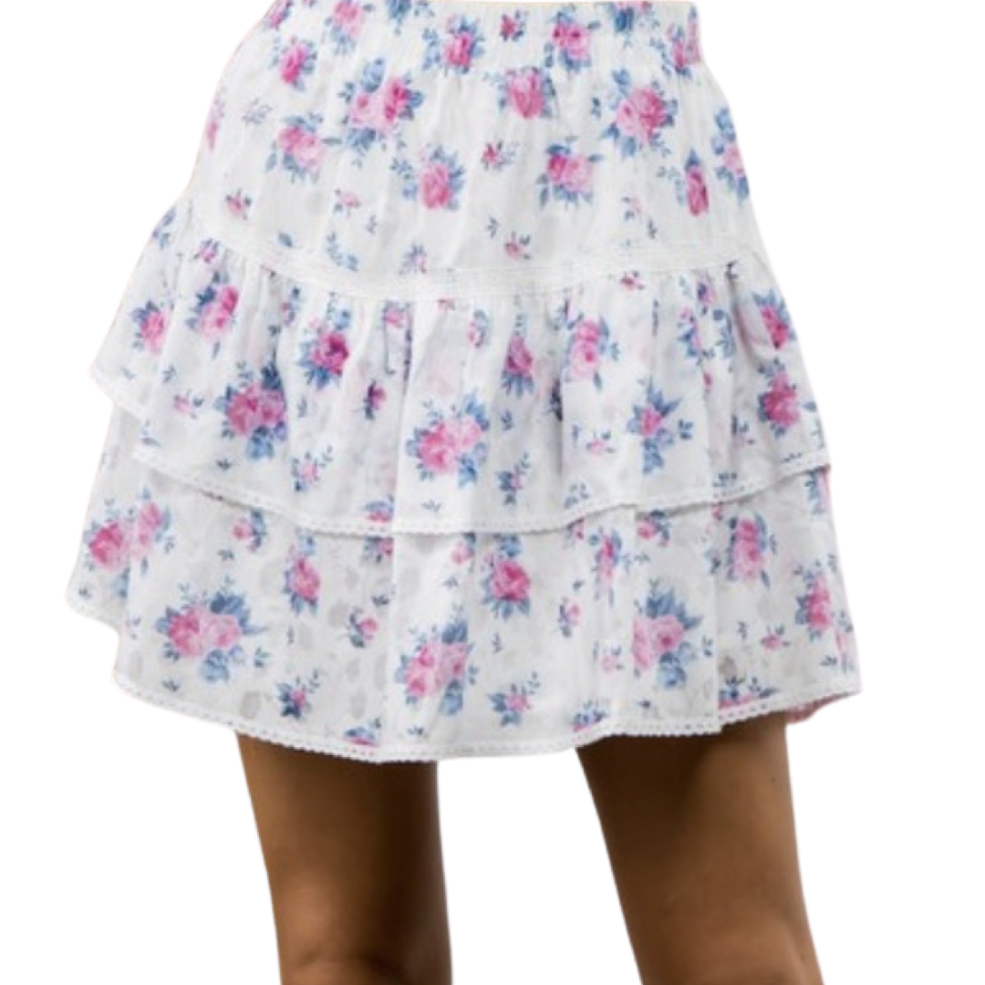 Apparel- Fanco Tiered Floral Mini Skirt