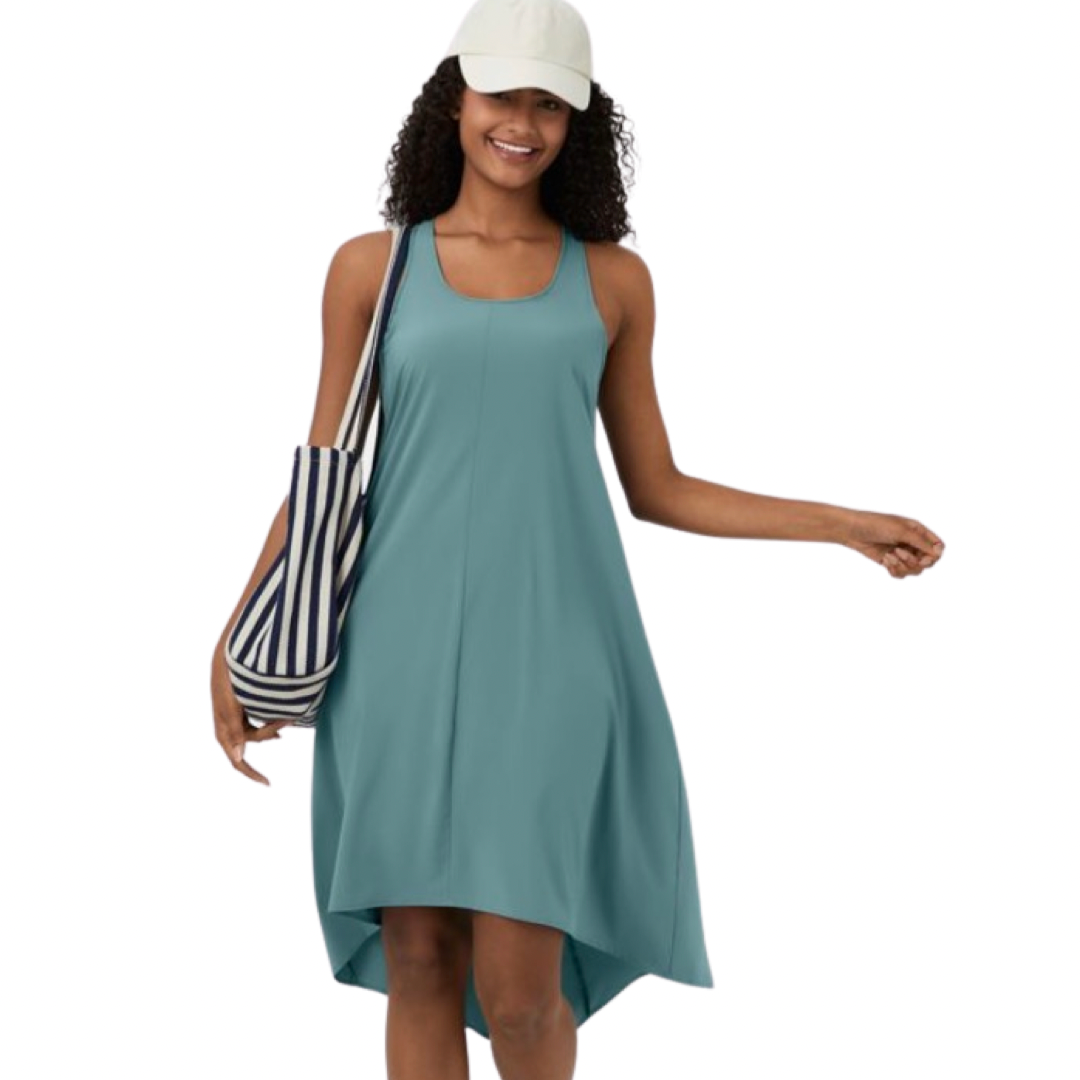 Apparel- Halara Breezeful* Backless Racerback Side Pocket High Low Midi Dress