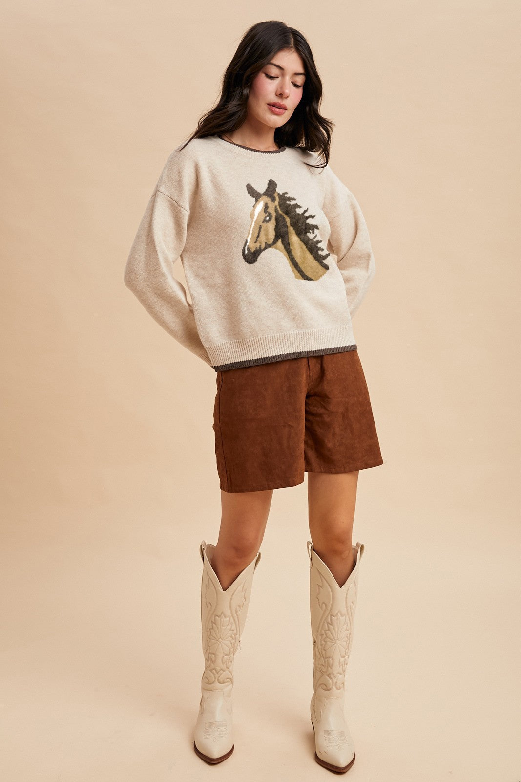 Apparel- Anniewear Horse Face Jacquard Sweater