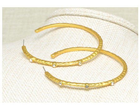 Earrings- M&E Bling Gold CZ Large Hoops