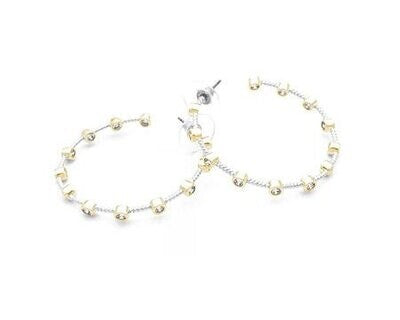 Earrings- M&E Bling Gold And Silver CZ Medium Hoops