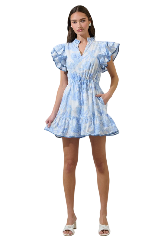 Apparel- Sugarlips Poly Floral Alina Ruffle Shift Mini Dress