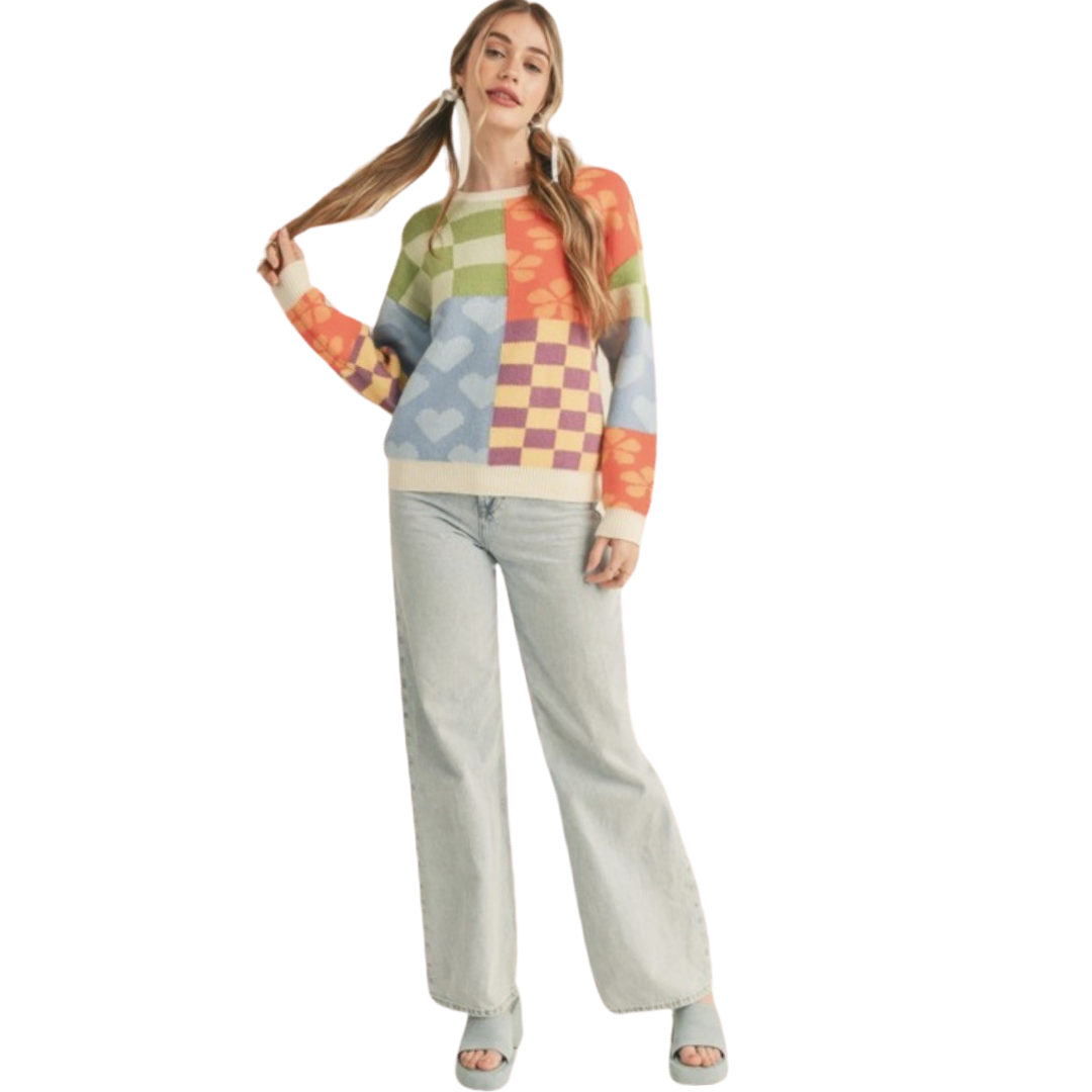 Apparel- En Merci Multi Pattern Patch Sweater