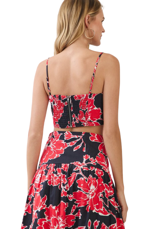 TCEC Floral Smocked Back Crop Top