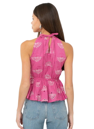 Apparel- Adelyn Rae Jeanette Embroidered Eyelet Halter Top