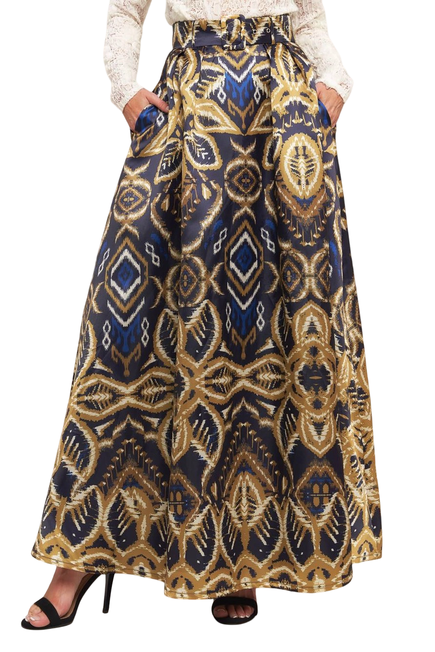 Apparel- Flying Tomato Pattern Woven Maxi Skirt