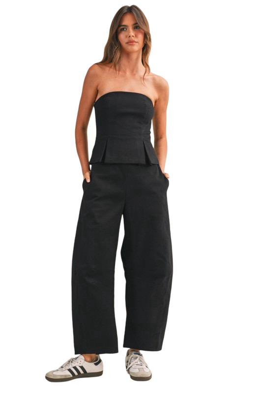 Mono Klesis sin tirantes con peplum y pernera ancha