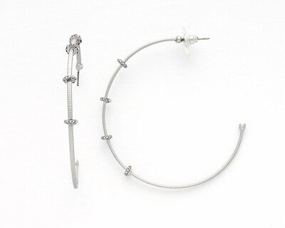 Earrings- M&E Bling Large Hoops With CZ Stations