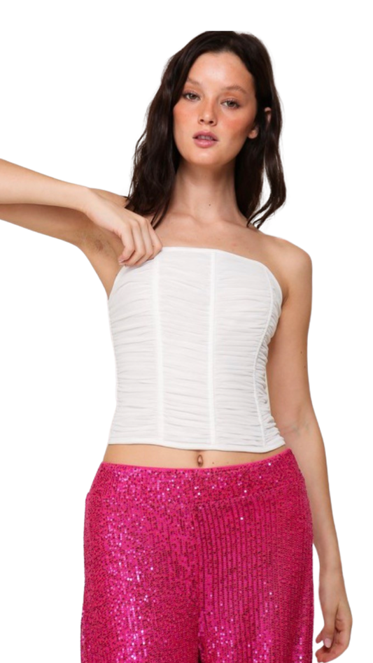 Apparel- Timing Pleated Corset Strapless Top