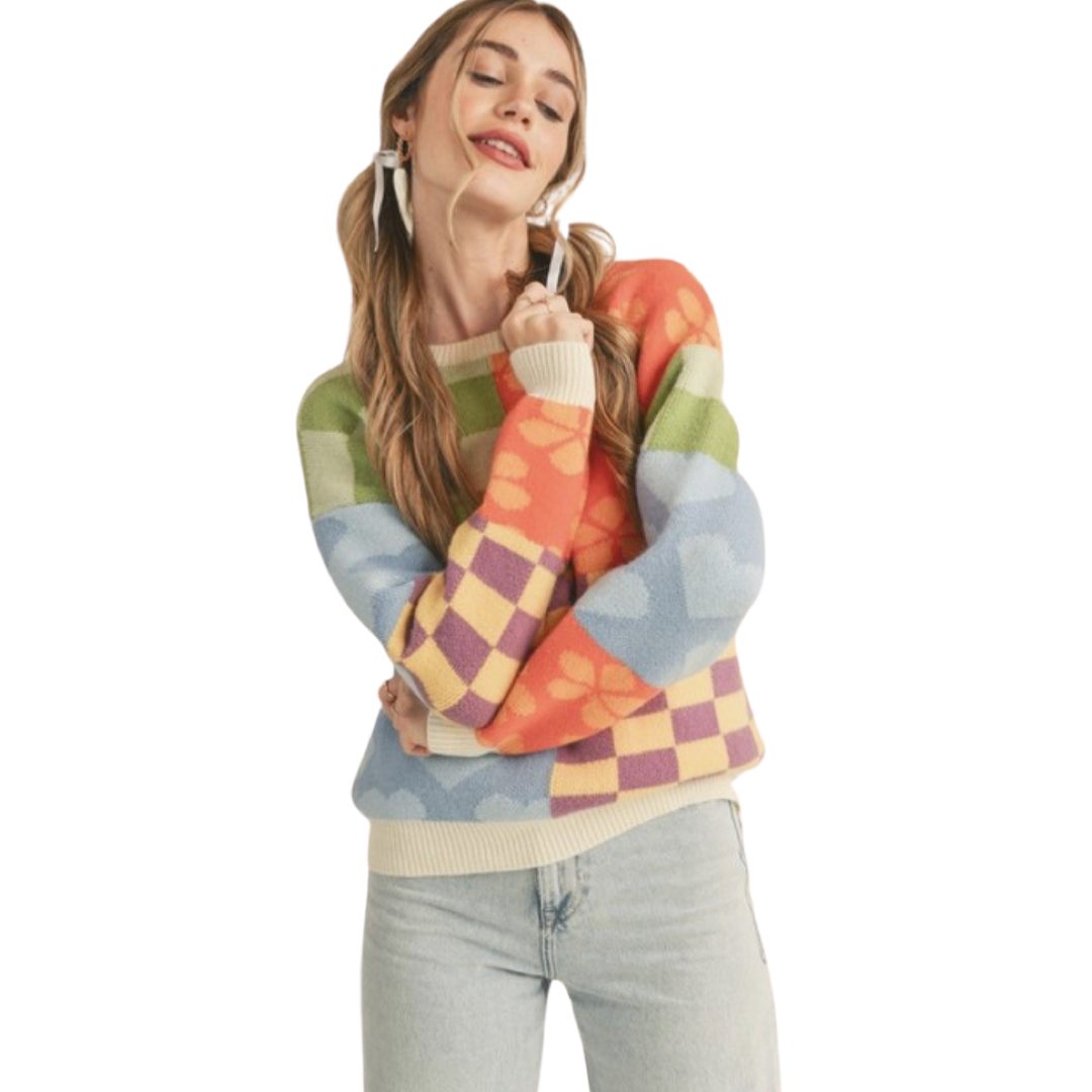 Apparel- En Merci Multi Pattern Patch Sweater