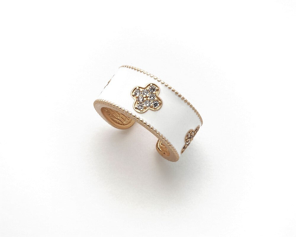 Rings- M&E Bling Enamel Clover Ring